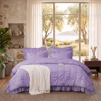 Ensemble d'édredon 5 pièces princesse romantique Pintuck