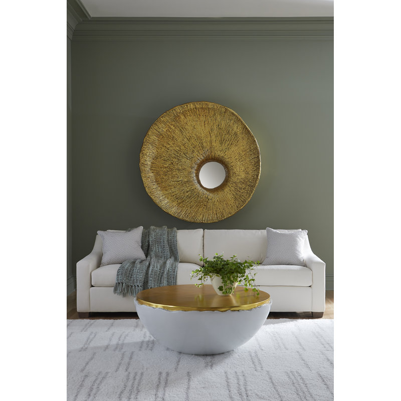 Dimensional Gold Leaf 58" Round Contemporary Accent Mirror