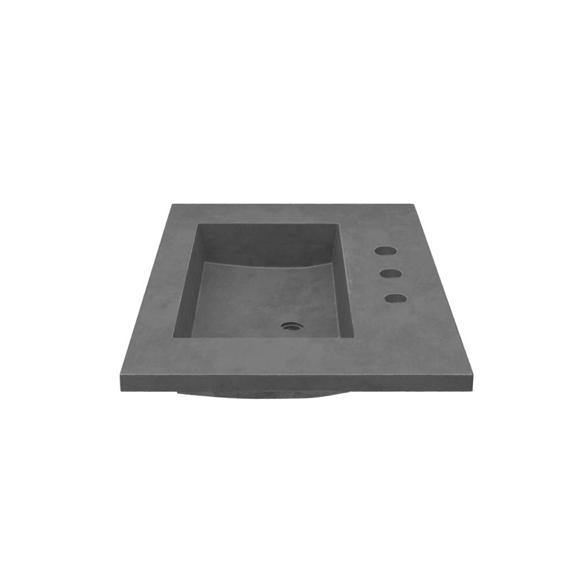 Plateau de meuble-lavabo en béton avec lavabo 36,5 po Capistrano, Centres de 8 po, Ardoise