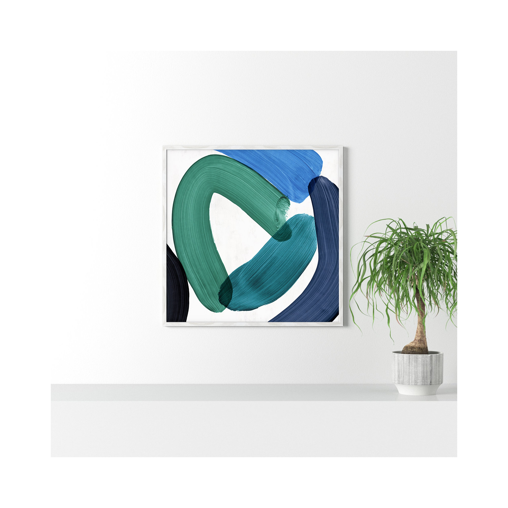 Smooth Bend I, White Framed, 32" H x 32" W x 0.75" D