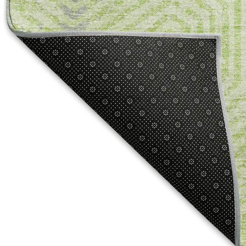 Premium Machine Washable Prisco Lime Rug, Rectangle 1'8" x 2'6"