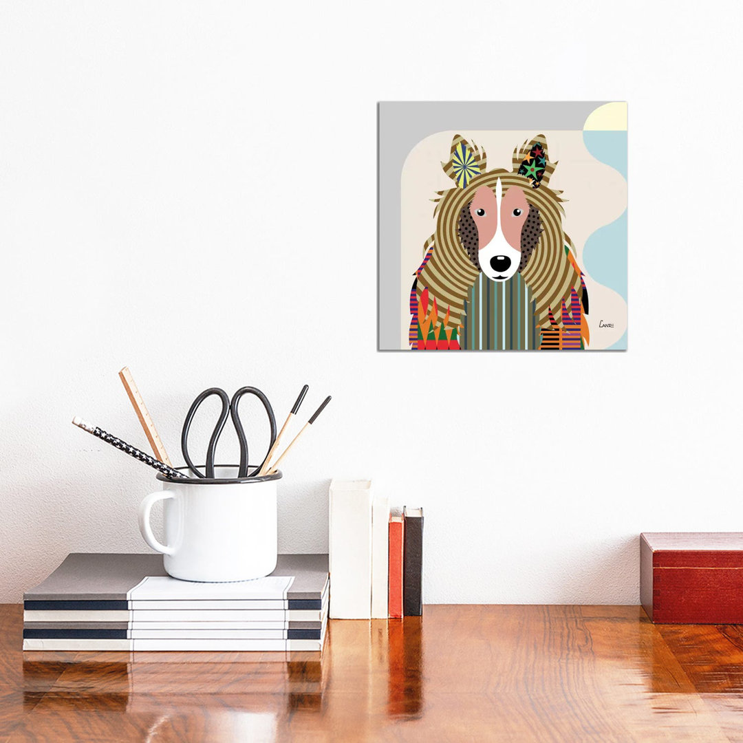Shetland Sheepdog Sheltie by Lanre Studio - Wrapped Canvas Print
