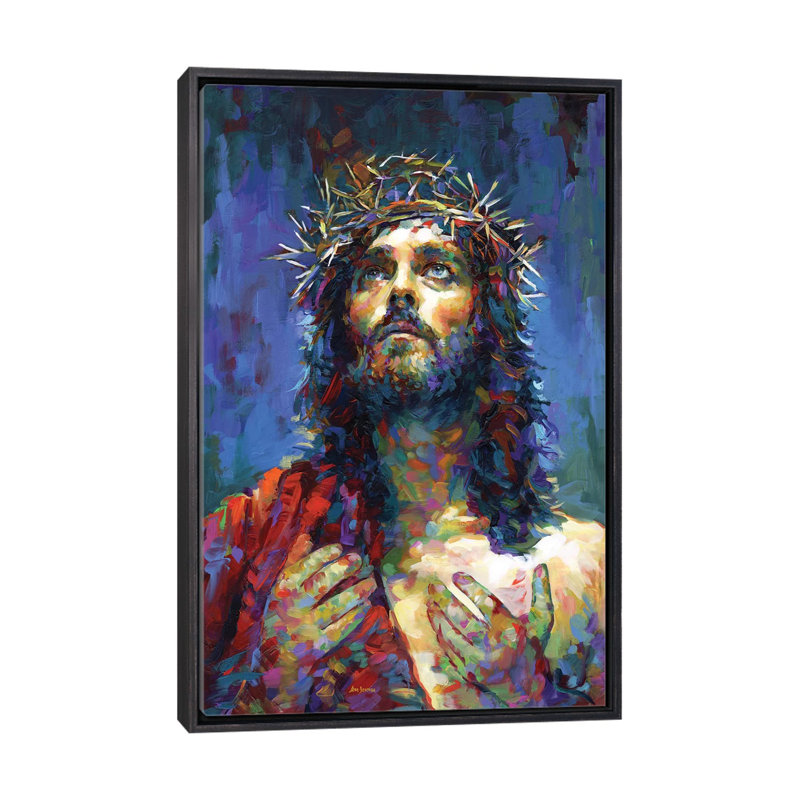 «Jesus Christ» par Leon Devenice - impression d'art graphique, Pas de tapis, H 48 po x l 32 po x P 1,5 po