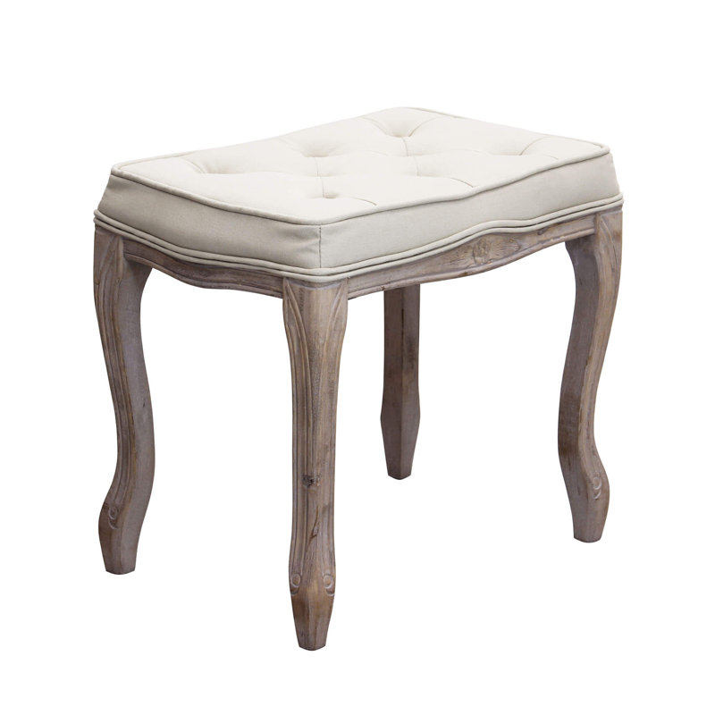 Heidi Solid Wood Accent Stool, White
