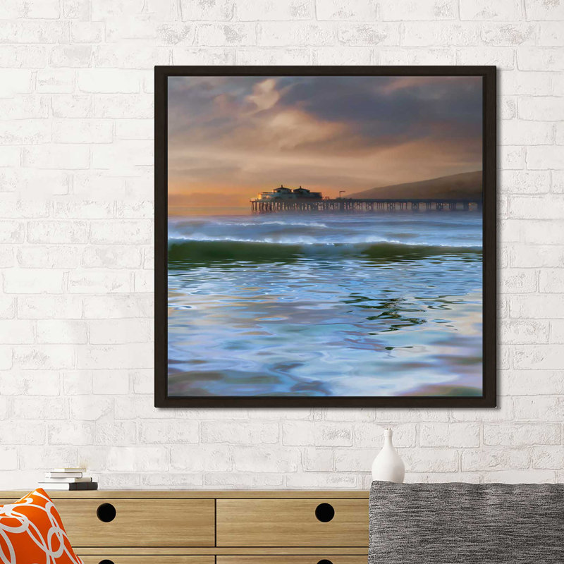 «The Pier», reproduction, H 27,5 po x l 43,5 po x P 2 po, Cadre flottant argent