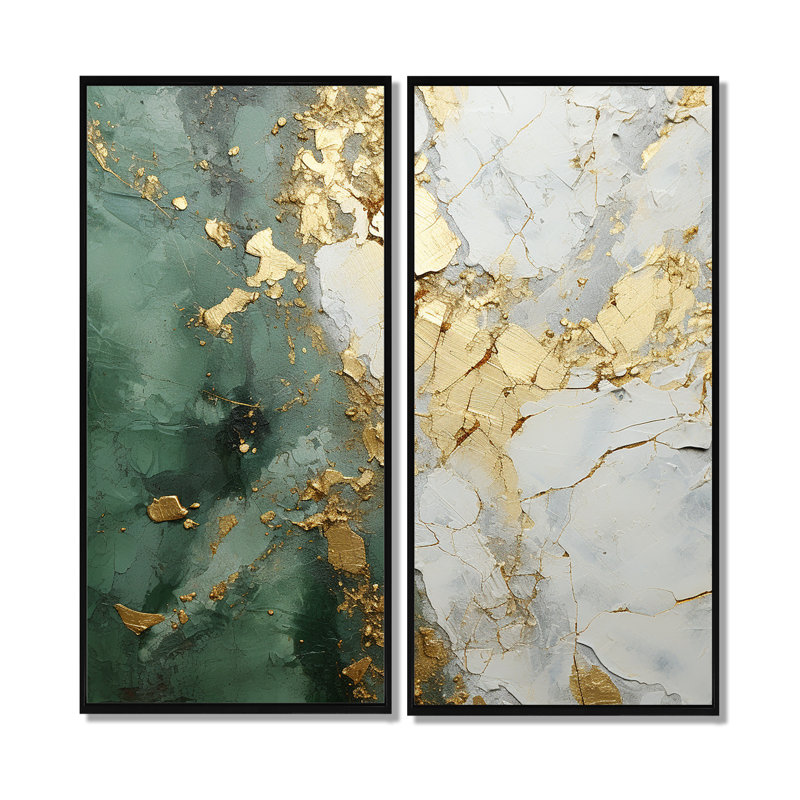 Delaney - Peinture abstraite, art mural, 40" H x 40" W, Impression encadrée flottante, Black