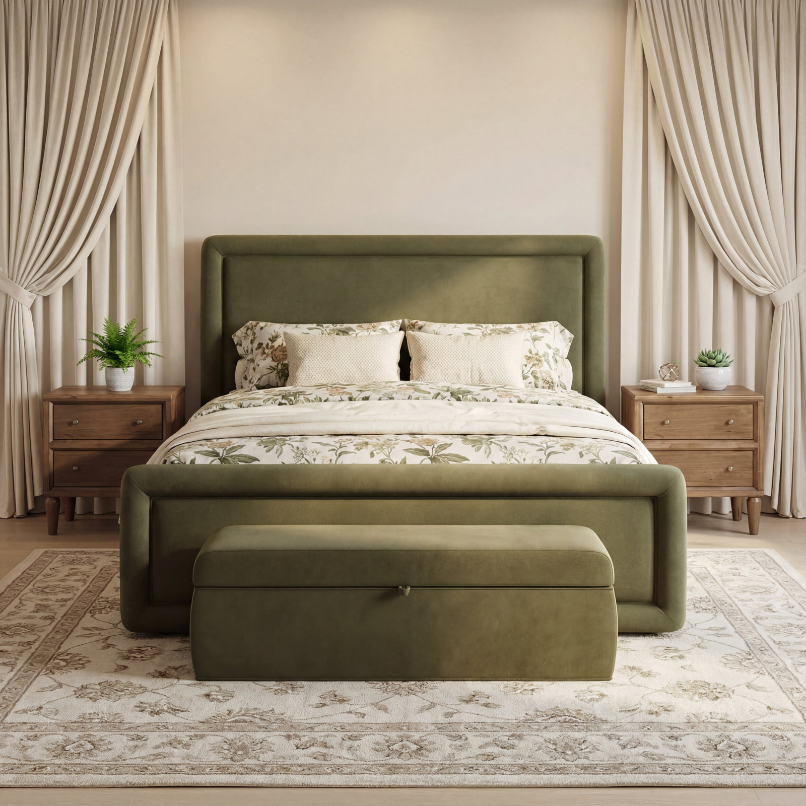 Summit Upholstered Platform Bed In Moss, California King