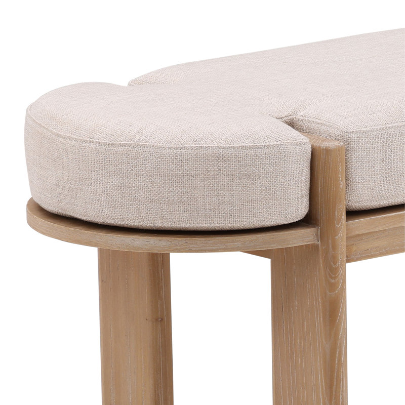 Ella Upholstered Accent Bench, Beige, Light Natural