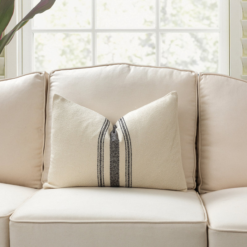  Housse de coussin rectangulaire en mélange de coton French Stripe, Noir