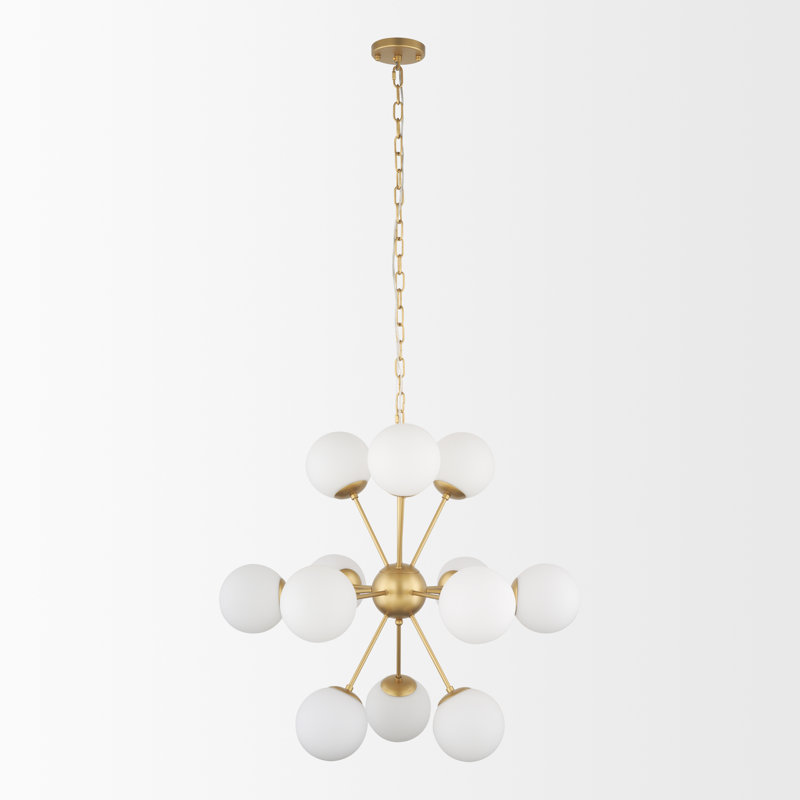 Lustre linéaire moderne Spoutnik 11 lumières Adeola, Or brossé