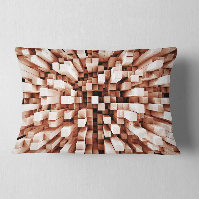 Reflective Checkered Cube - Abstract Printed Throw Pillow