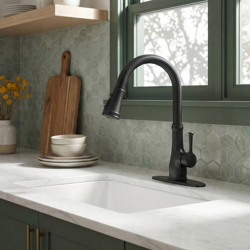 Vintage Kitchen Faucet With Pull Down Sprayer – 3-in-1 Modes (stream/spray/sweep), Tool-free Diy Install, 360° Swivel & 20" Hose – Matte Black Finish For Bar, Rv, Farmhouse & Prep Sink (1 Or 3 Hole)