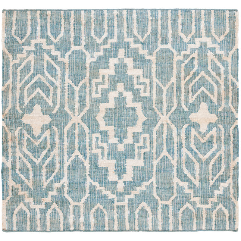 Natural Fiber Flat Weave Jute Southwestern Rug, Square 6'