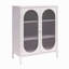 Armoire d'appoint courte en métal à 2 portes avec verre cannelé Short