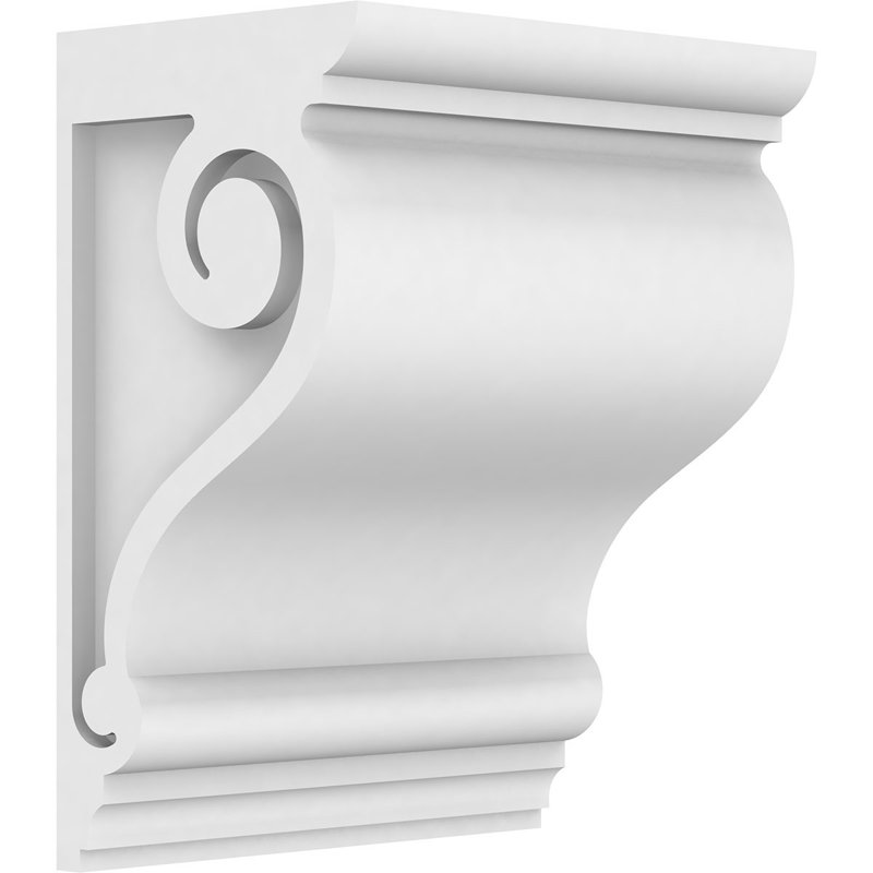 7"W x 5"D x 10"H Standard Scroll Architectural Grade PVC Corbel, 10"H x 7"W x 5"D