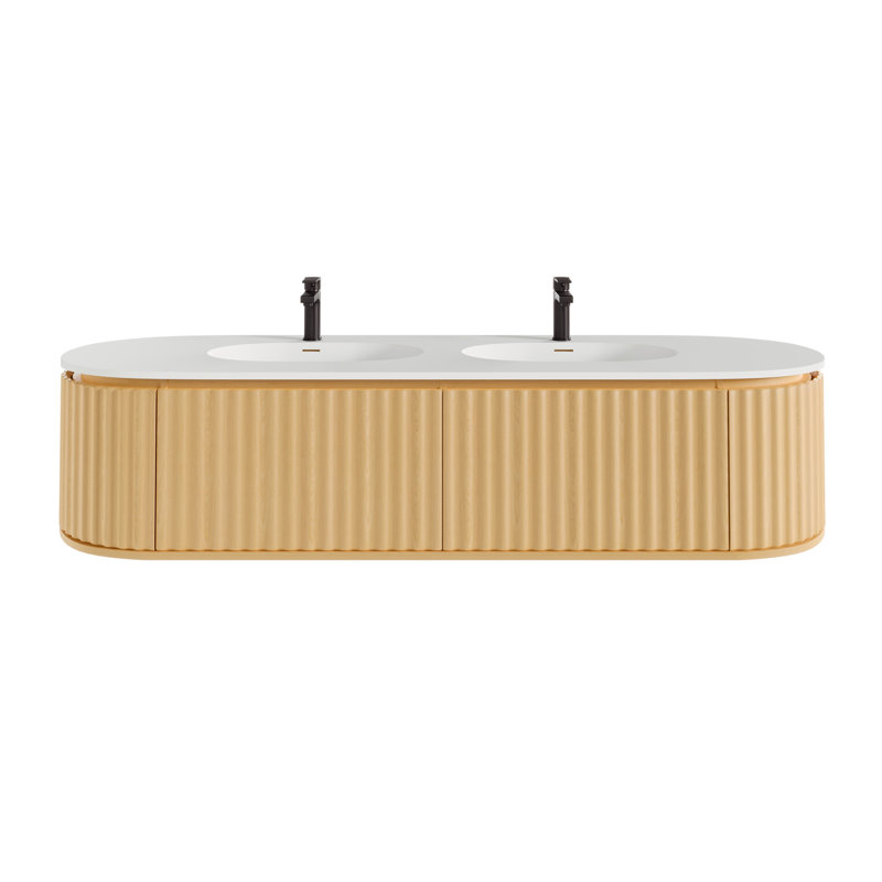 Haven 71'' Double Bathroom Vanity with Solid Surface Top