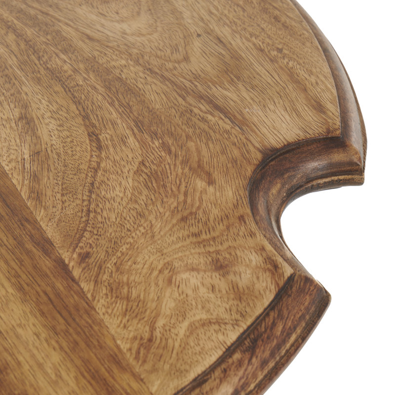Cole And Grey Mango Wood Turned Accent Table With Scrolled Legs And Cutout Tabletop