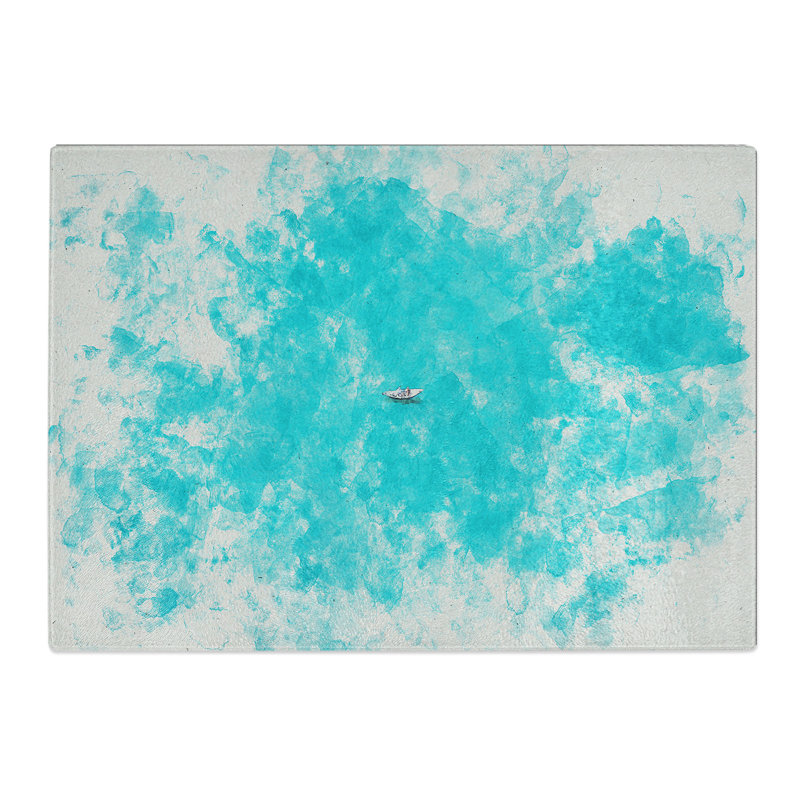 Coasting Boat Watercolour Chopping Board, 0.4cm H x 28.5cm W x 39cm L