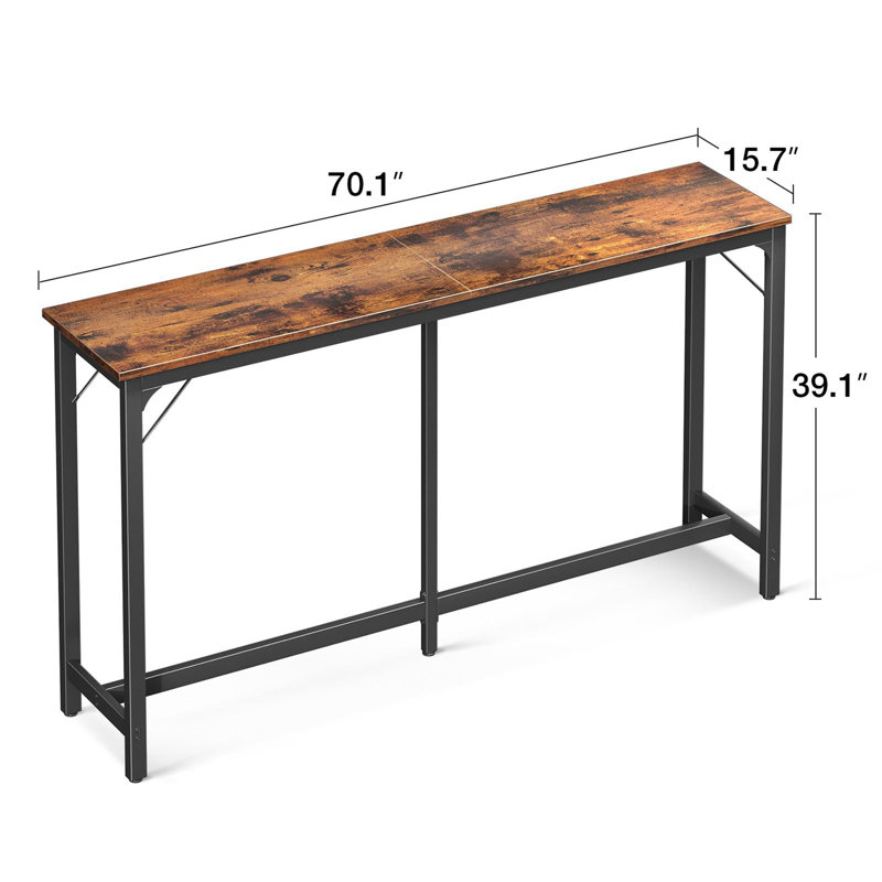 Console 70,1 po, Noir, noir, noir, noir, Brun rustique, H 39,1 po x l 70,1 po x P 15,7 po