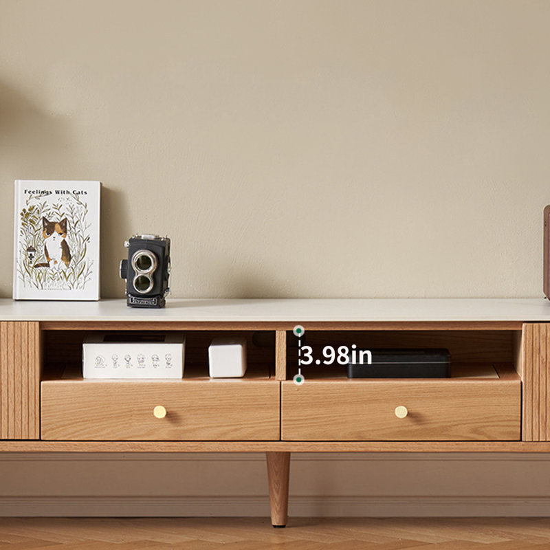 American style solid wood frame TV stand, 78.74", Cream/Burlywood
