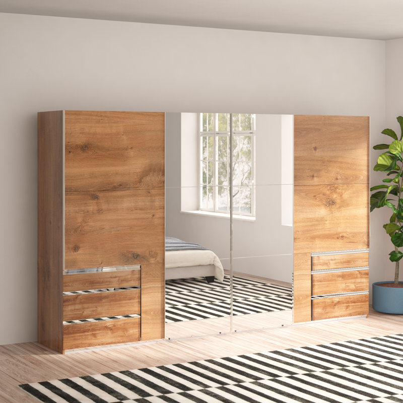 Ardzan 4 Door Manufactured Wood Wardrobe, 216cm H x 350cm W x 65cm D