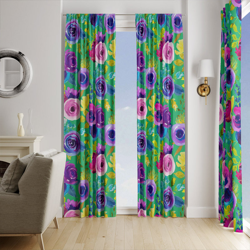 Panneaux de rideaux semi-transparents à motif floral, L 20 po x L 61 po