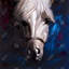 Cheval blanc sur toile bleue | Décoration contemporaine pour animaux-1583705489