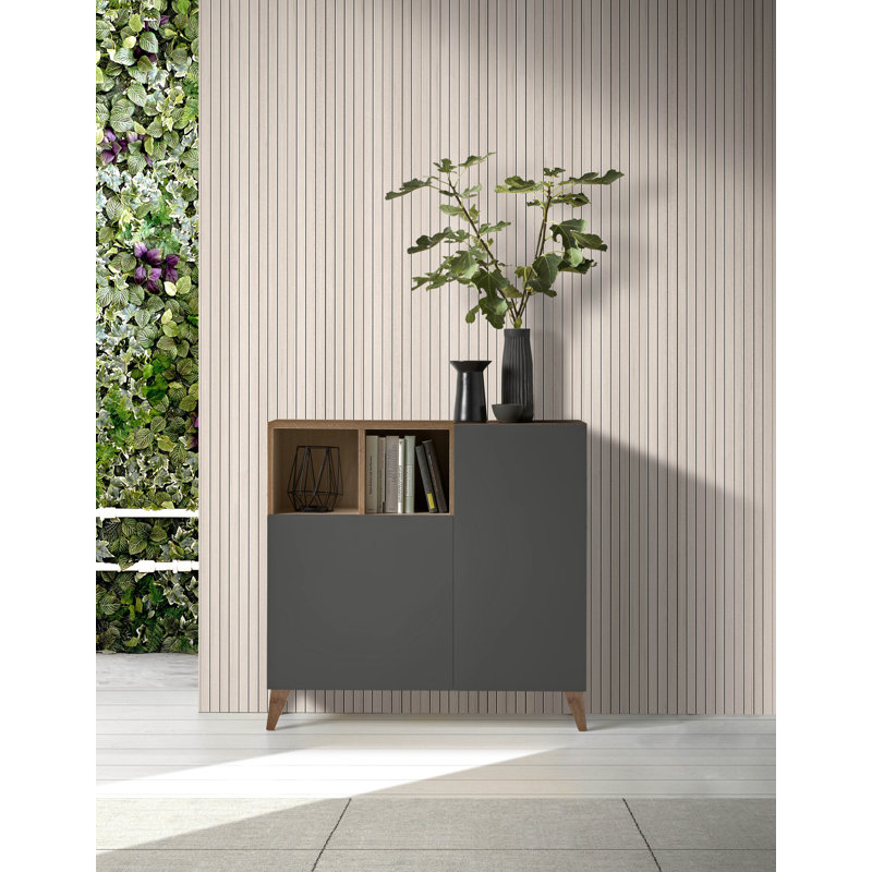 12 Pair Shoe Storage Cabinet, Walnut/Jet Black
