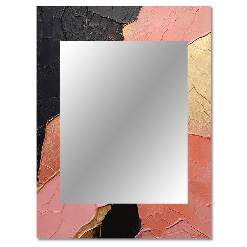 Minimalisme rose Poteries I - miroir mural spirales abstraites, miroir décoratif moderne, impression d'art en métal