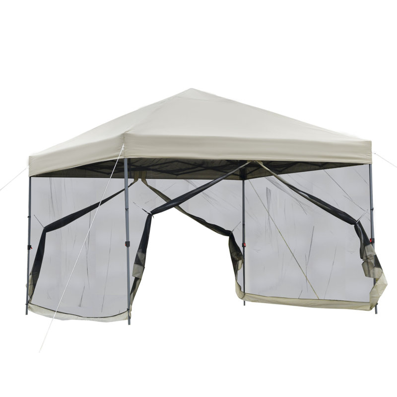 117.6'' W x 117.6'' D Steel Pop-Up Canopy, Beige