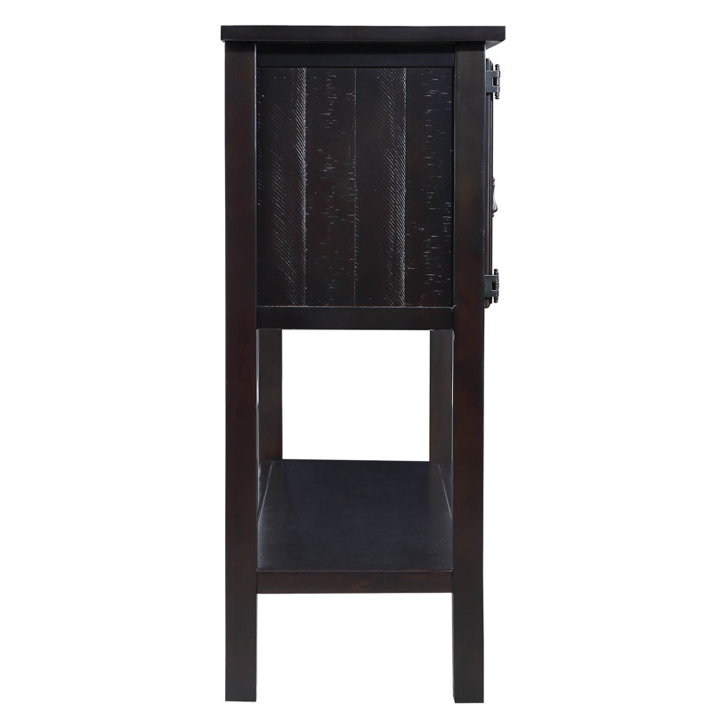 Console en bois massif rétro avec armoires, pour le bureau, Espresso