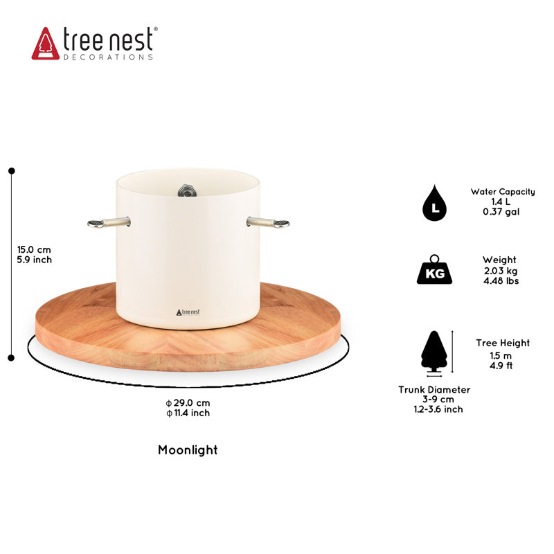 Moonlight Christmas Tree Stand Resin Live Tree Stand For Max. Tree Height Under 6 Ft., White