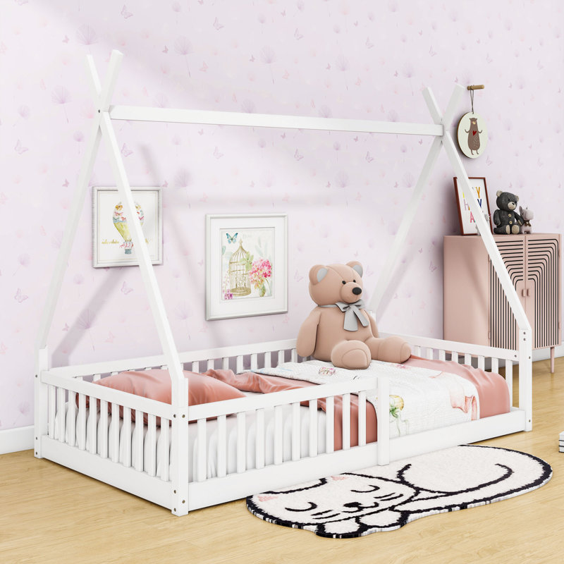 Twin Wooden House-Shaped Bed With Slats