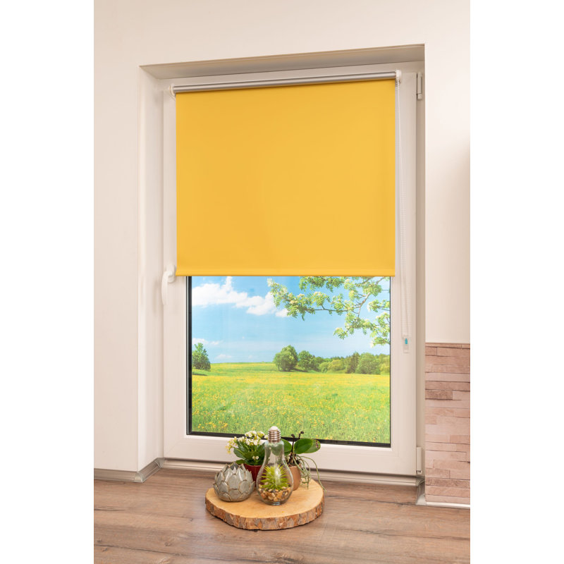 Klemmfix Room Darkening Roll-Up Blinds, 150 cm L x 50 cm W , Yellow