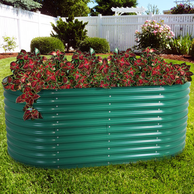 Lemark Oval Steel Stackable Raised Garden Bed - Green - 79"
