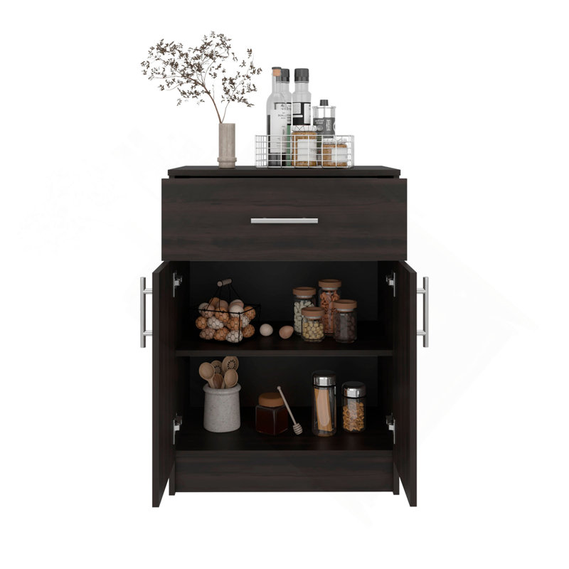 Pantry Cabinet 33" H with Top Drawer, Double Doors and Interior Shelves