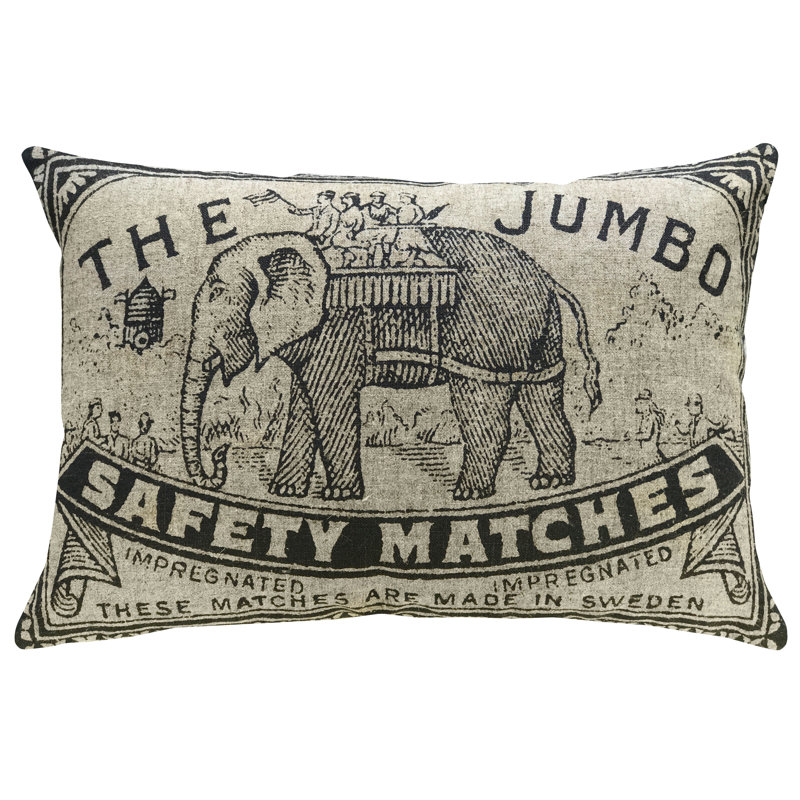  Jumbo Elephant Linen Throw Pillow