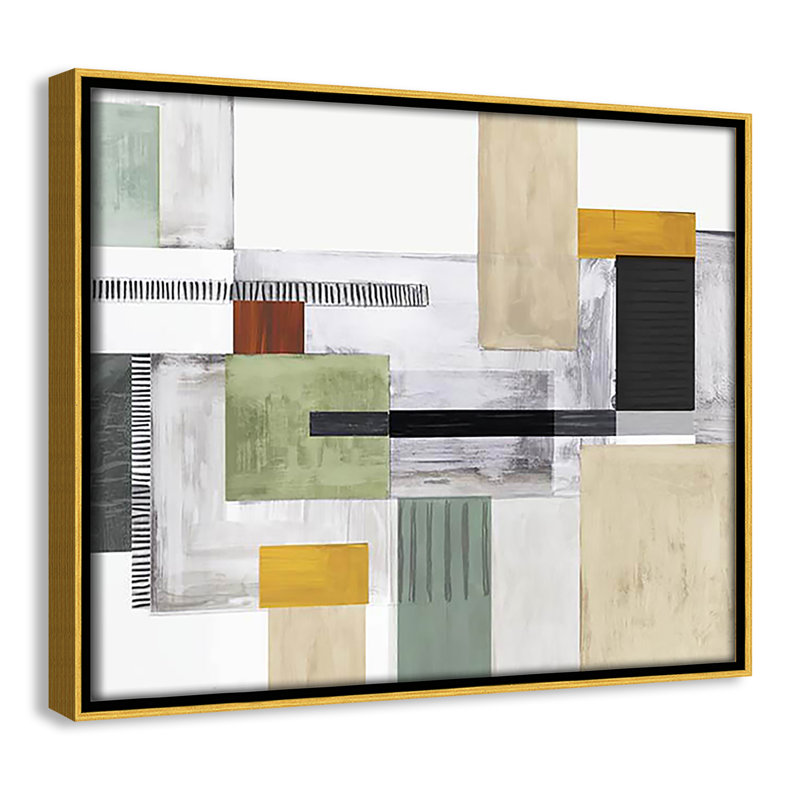 «Playful Blocks» par Tom Reeves, Pas de tapis, Cadre flottant doré, H 9,5 po x l 11,5 po x P 2 po