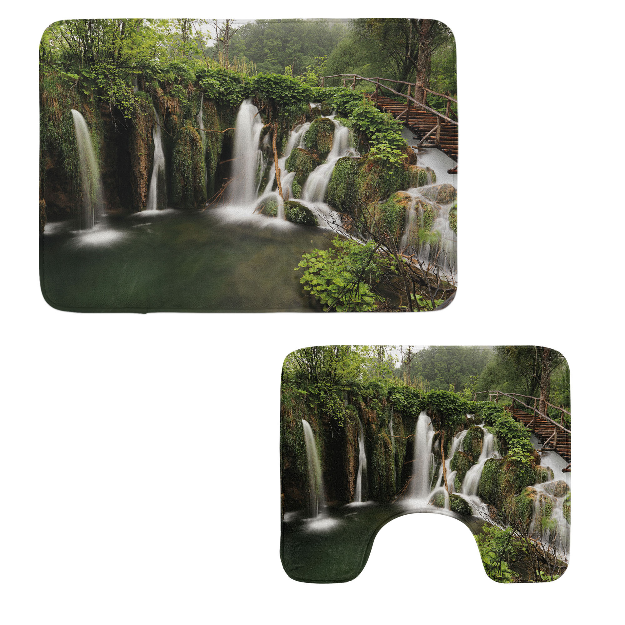 East Urban Home Rustic Bathroom Rug Set 2 Pieces Rectangle & Contour ...