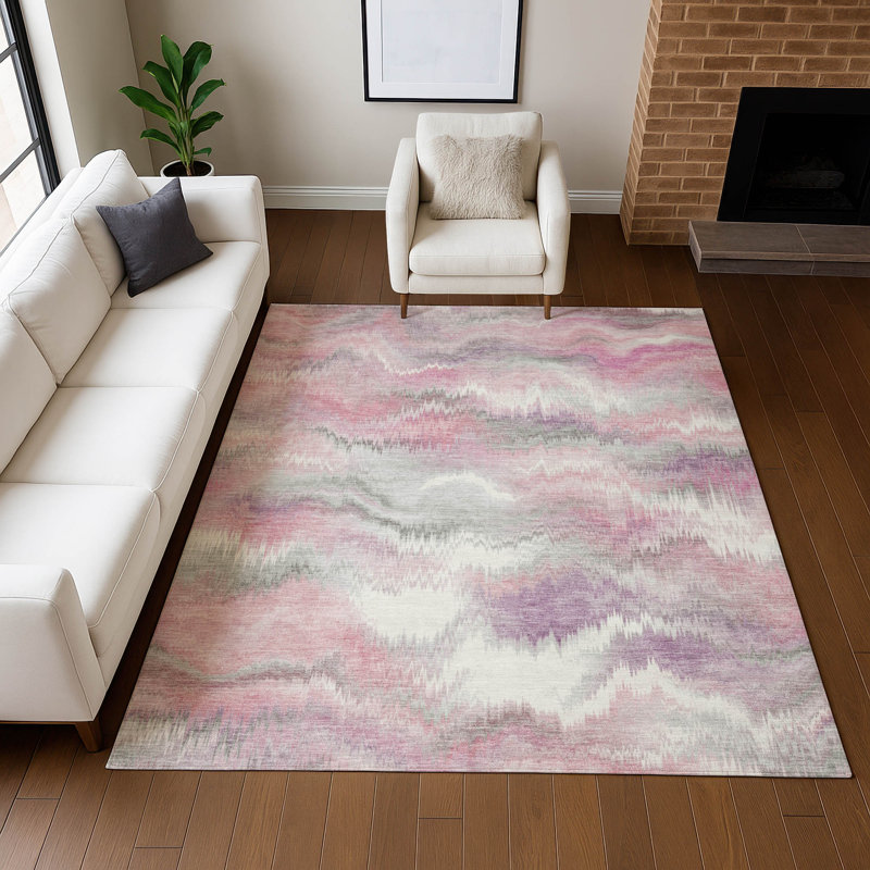 Machine Washable Indoor/Outdoor London ACN2258 Swirls Rug, Rectangle 10 pi x 14 pi