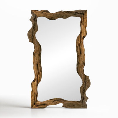 Zen-Style Pine Frame Wall-Mounted Full-Length Mirror