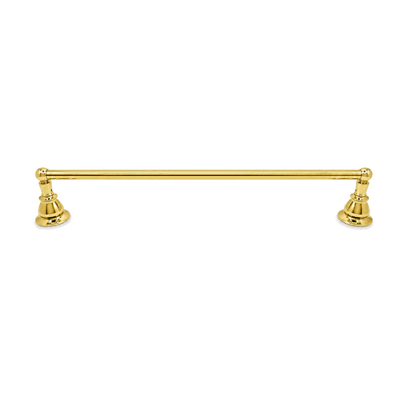 Porte-serviettes mural 18 po Rio Grande Traditional, laiton massif et écussons, H 1,56 po x L 33 po x P 2,23 po