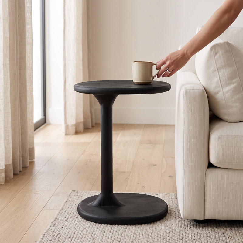 Phoenix Solid Wood C-Shaped End Table