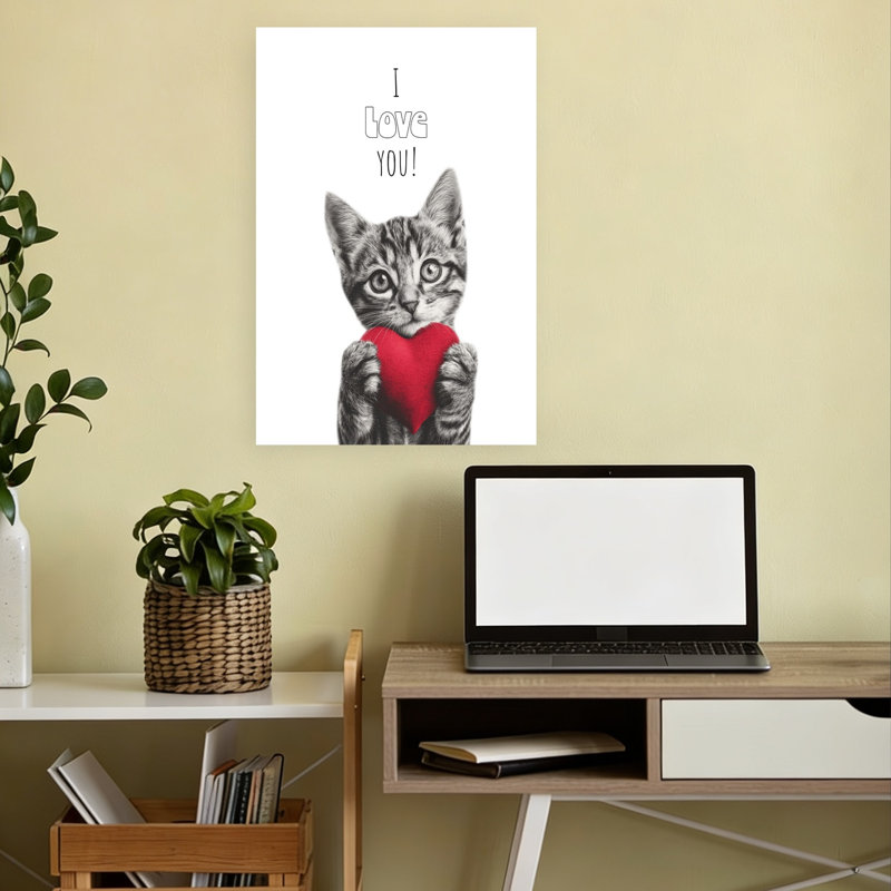 «I Love You», impression d'art mural minimaliste moderne, 18" H x 12" W