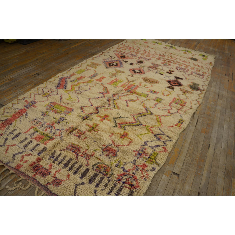 Tapis tribal rétro ivoire Beni Ourain