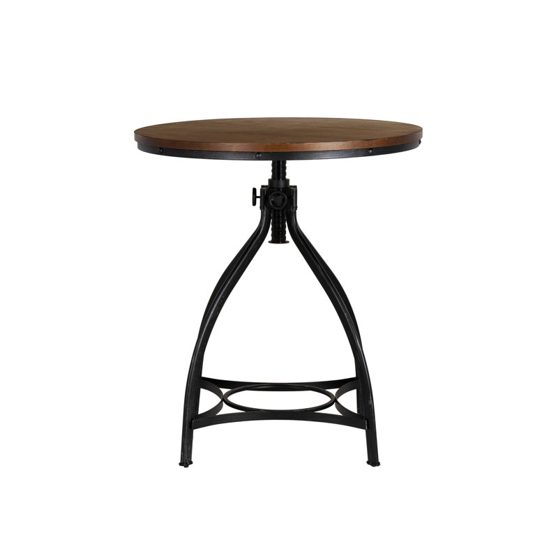 Kerome Round Adjustable Bar Table, Brown