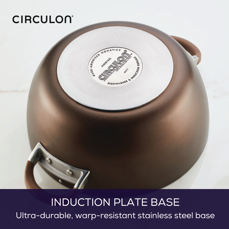 Circulon Symmetry Hard-Anodized Nonstick 5.5-Quart Casserole with Lid, Chocolate