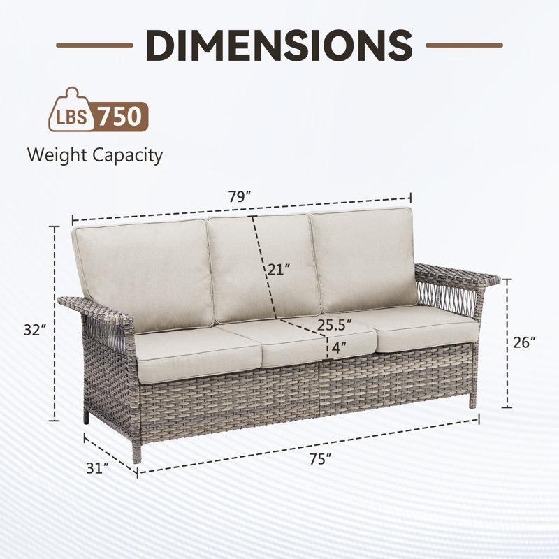 Canapé d'extérieur avec coussins avec coussins Anferney, Beige, Gris
