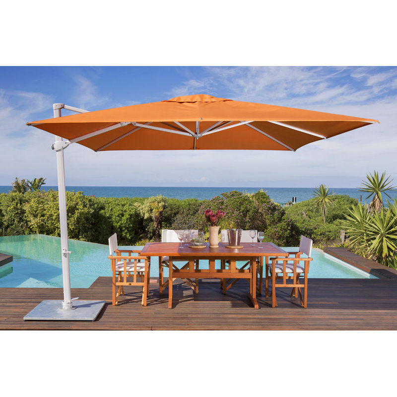 Pavone 10' Square Cantilever Umbrella (Grip Handle), Double Stack Plate - Medium, Silver Gray, Black