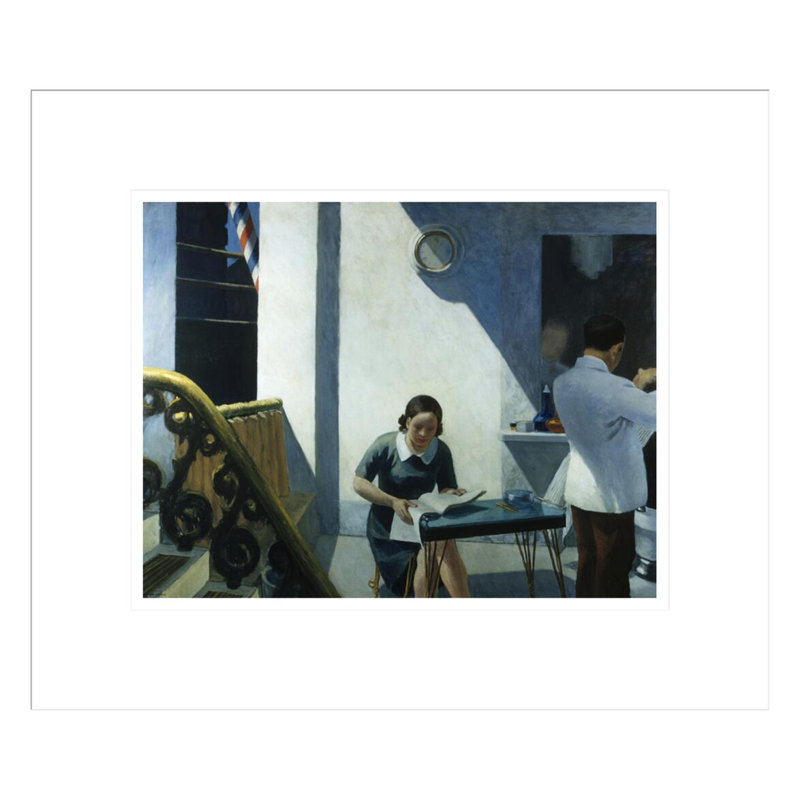 «Barber Shop» par Edward Hopper - impression giclée encadrée, H 13,75 po x l 16,13 po